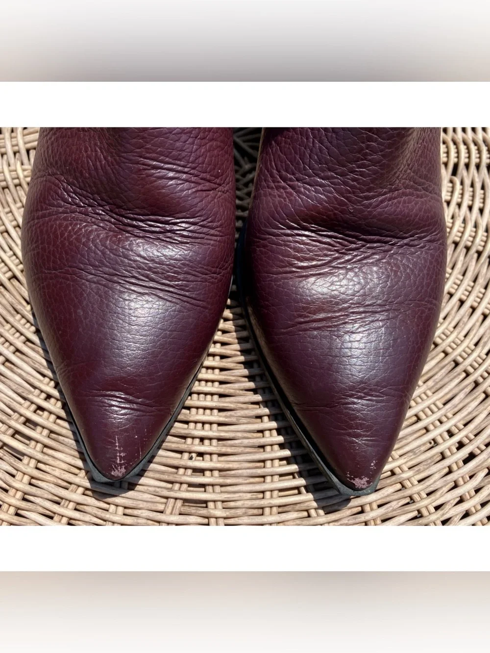 Everlane Made in Italy Burgundy Leather Ankle Boots Pointed Toe Block Heel Sz 11